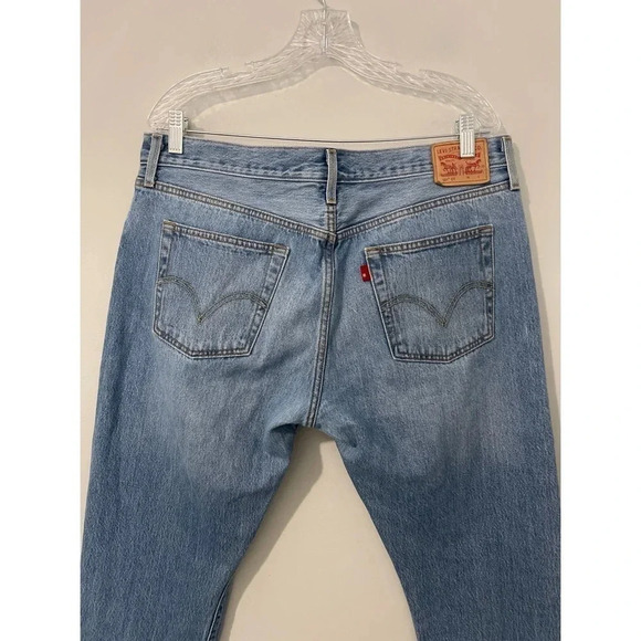 Levis 501 CT Jeans Men’s 36x27 Blue Button Fly Tapered Medium Wash Distressed - Picture 7 of 15